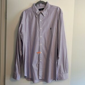 Ralph Lauren Blue Label Men's Lavender purple white Pinstripe button down Shirt